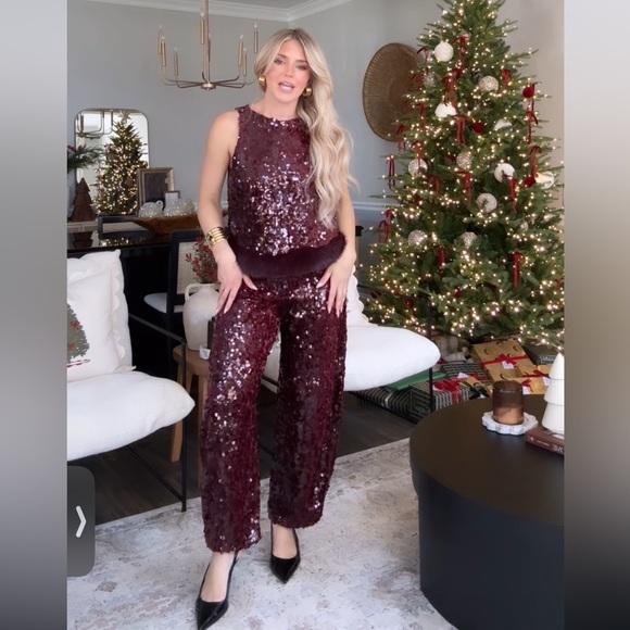 ZARA SEQUIN TOP WITH FAUX FUR HEM - Picture 5 of 13